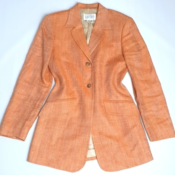 Escada Sport 100% Linen Herringbone BlazerJacket - Picture 3 of 11